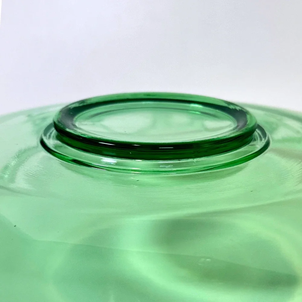 Vintage Green Uranium Glass Bowl Open Lace Edge Depression Glass Glows UV 11.5in